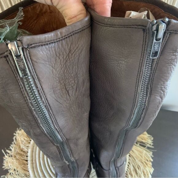 FRYE Women’s Phillip Harness Tall Zip Brown Leather Boots Size 9.5 - Picture 14 of 16